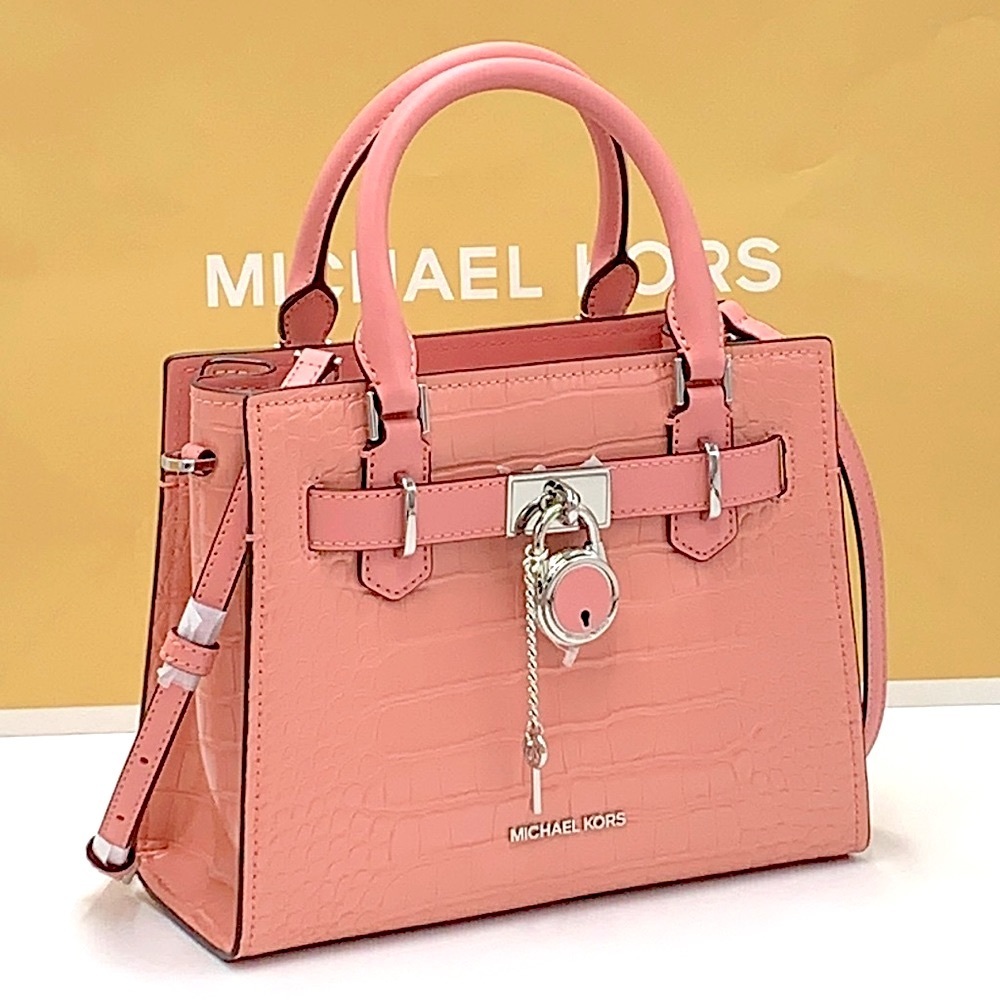 MICHAEL KORS
Hamilton Small Crocodile Embossed Faux 
Satchel
Color:PRIMROSE